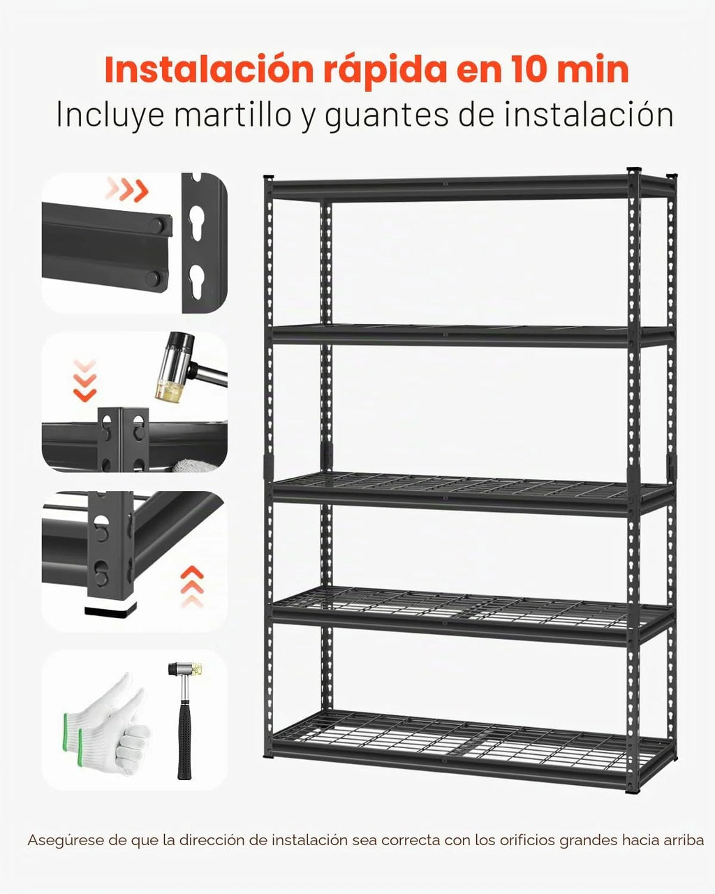 VEVOR Estantes de Almacenamiento de 457,2 x 1219,2 x 1828,8 mm Carga de 1134 kg, Estanterías de Garaje Resistentes de 5 Niveles, Estantes de Metal Ajustables para Cocina, Almacén, Sótano, Negro