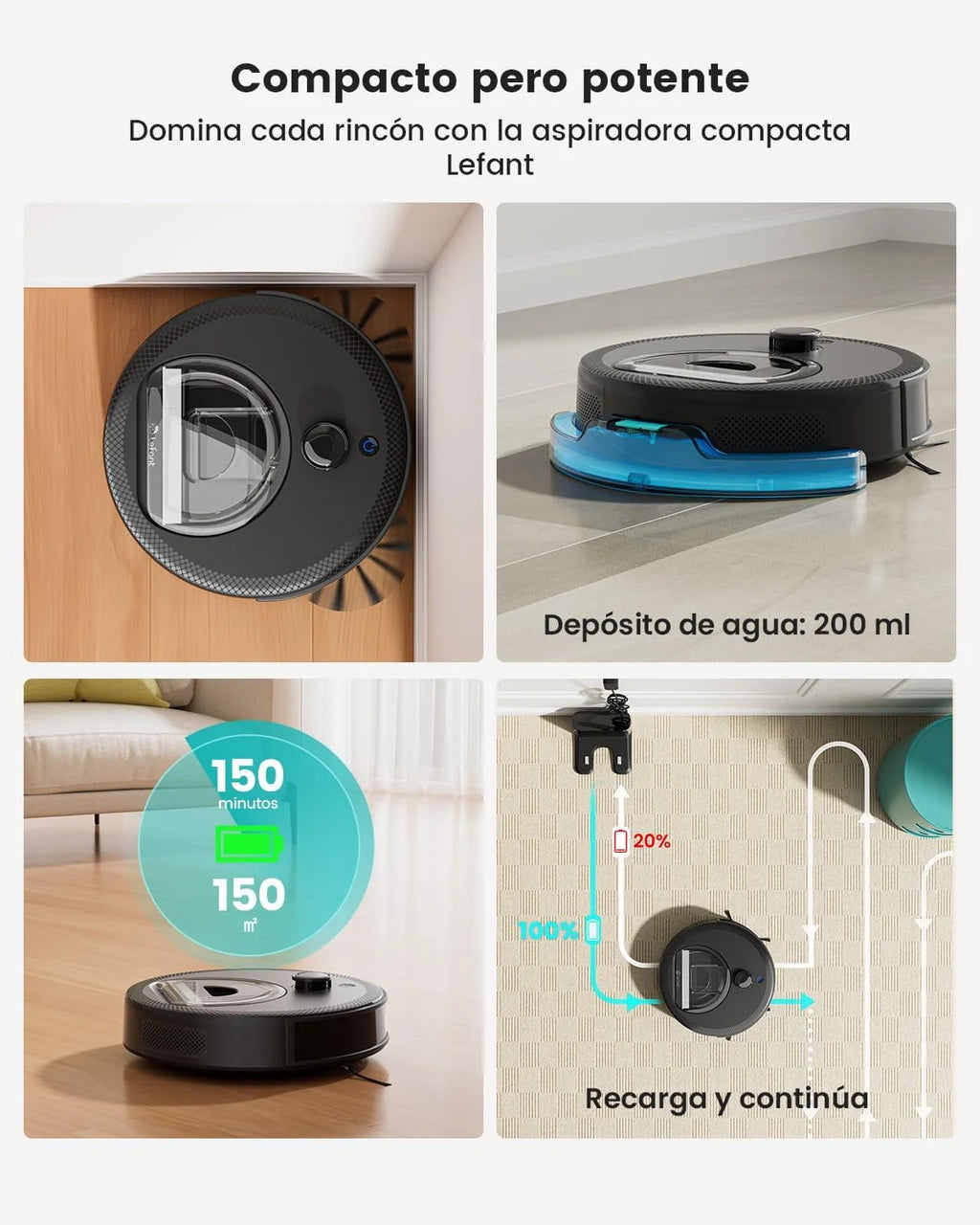 Lefant M330 Pro Robot Aspirador y Fregasuelos con Mapeo 3 en 1, 5000Pa