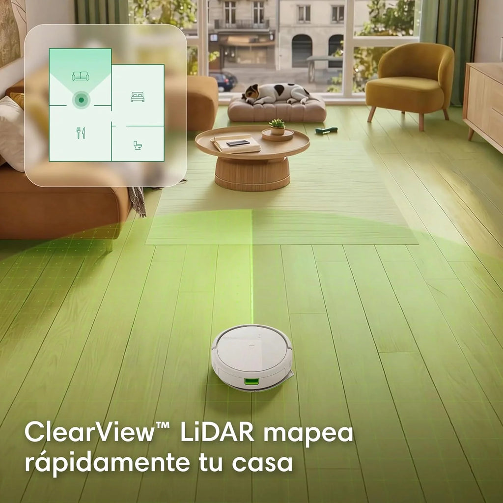 iRobot Roomba 115 Combo con Base AutoEmpty, Robot 2en1, Potencia de succión 15000 Pascales, Cepillo Lateral Flexible, Mopa de fregado extendida, 90 días autonomía, Navegación Clearview LiDAR, Blanco