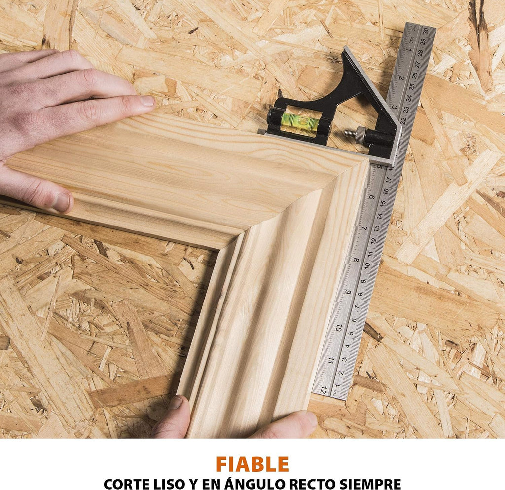 Evolution Power Tools R255SMS-DB ingletadora, Sierra ingletadora deslizante multimaterial de 255 mm, con doble bisel y paquete plus, hasta 300 mm x 90 mm, 5° a izquierda y derecha, inglete de 50°