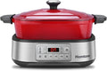Homtone Cacerola 6 en 1 Slow Cooker, 5,5 l, programable, esmaltada extraíble, revestimiento de cerámica, cocción lenta, dora, cocción al vapor con rejilla de vapor, color rojo