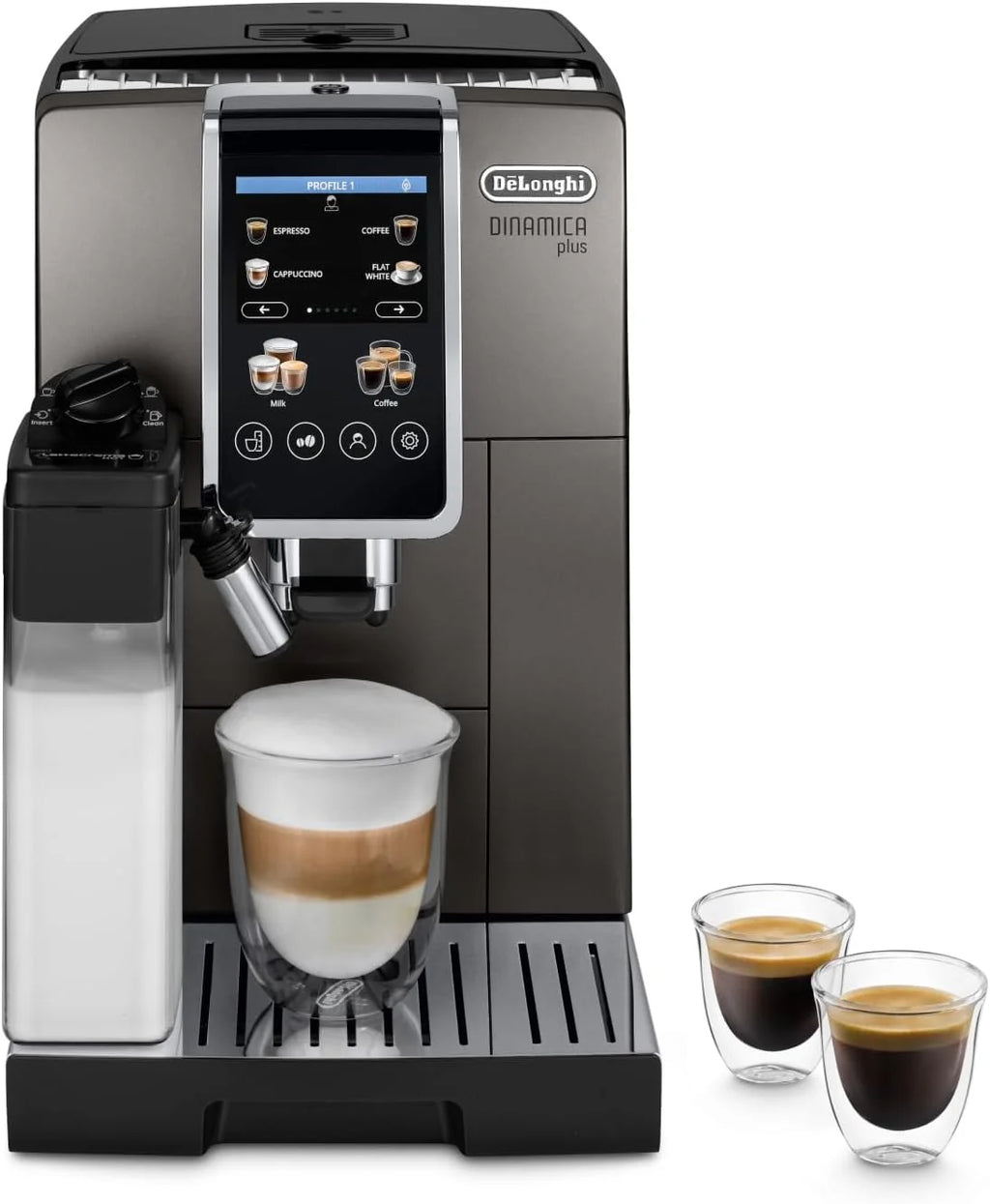 De'Longhi Dinamica Plus - Cafetera Superautomática 24 Bebidas Titanio