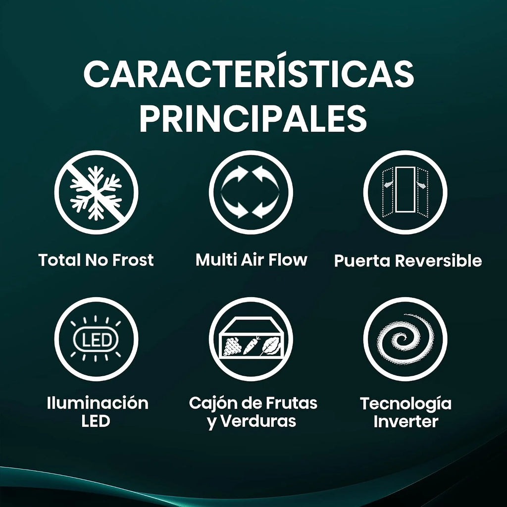 Hisense RT327N4AWE - Frigorífico 2 Puertas Total No Frost, 249L, 168cm, Multi Airflow, Puerta Reversible, Iluminación LED, Cajón de Frutas y Verduras, Blanco