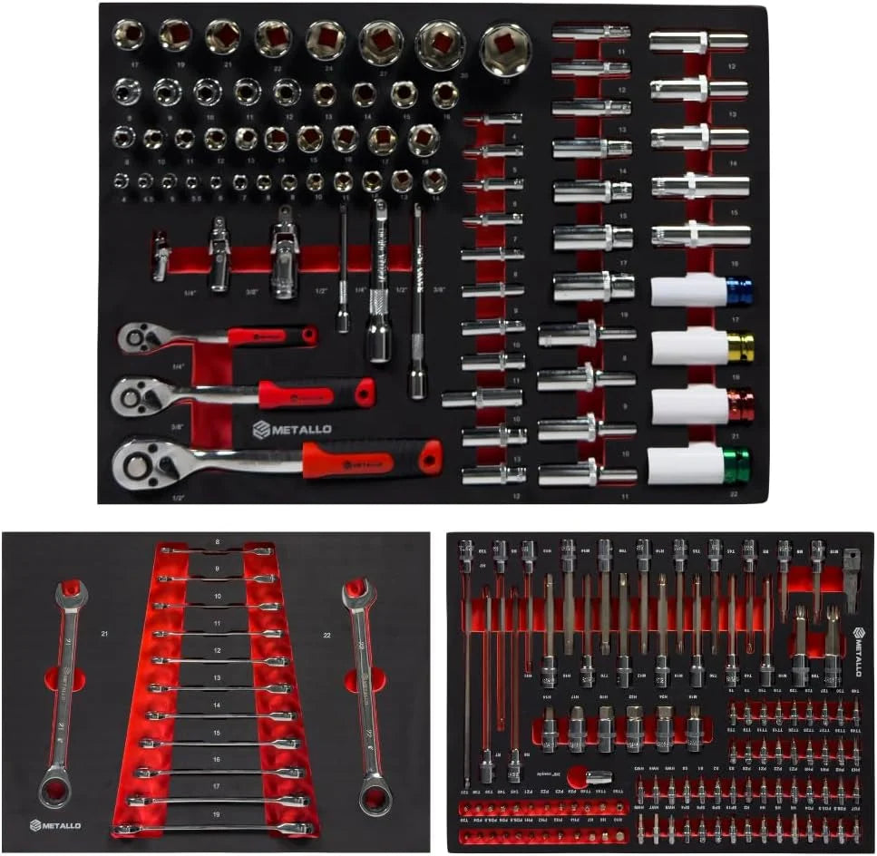 Metallo XXL - Carro de herramientas profesional con ruedas (7 cajones), color negro