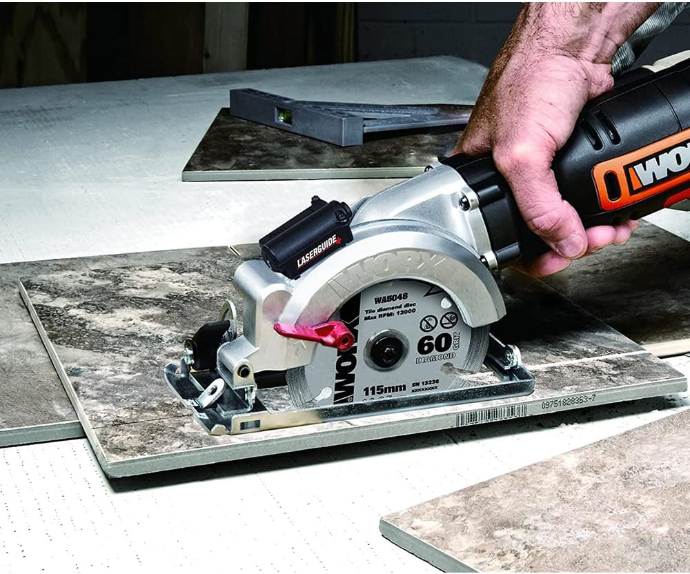 WORX Sierra circular WORXSaw XL 46mm, 800W | WX437 | Guía láser, sistema de aspiración integrado, rápido ajuste de profundidad, cambio de disco sencillo
