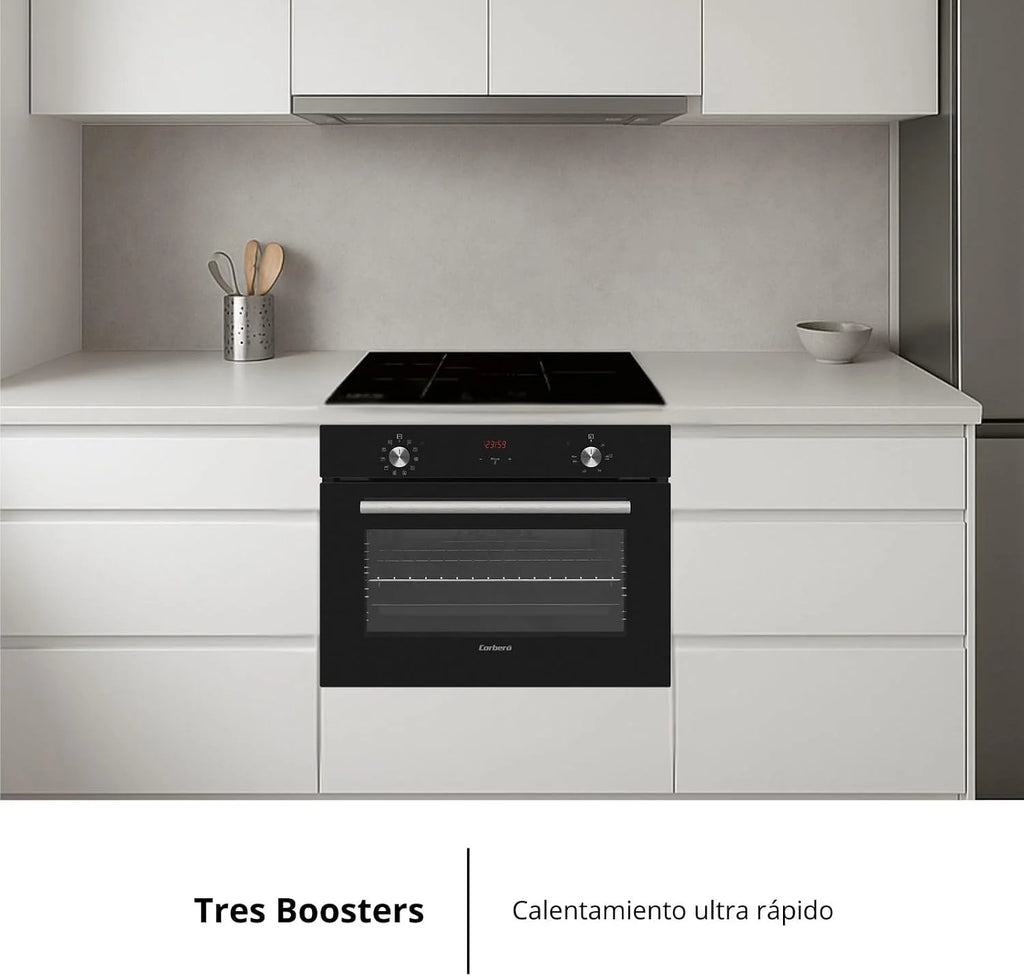 Corberó - Placa de Inducción | CCIM3662| 60cm | 3 Zonas | 6200W | Inverter| Zona Extra Grande |9 Niveles Potencia | Control Táctil | Booster| Temporizador | Bloqueo seguridad | Lineas Blancas