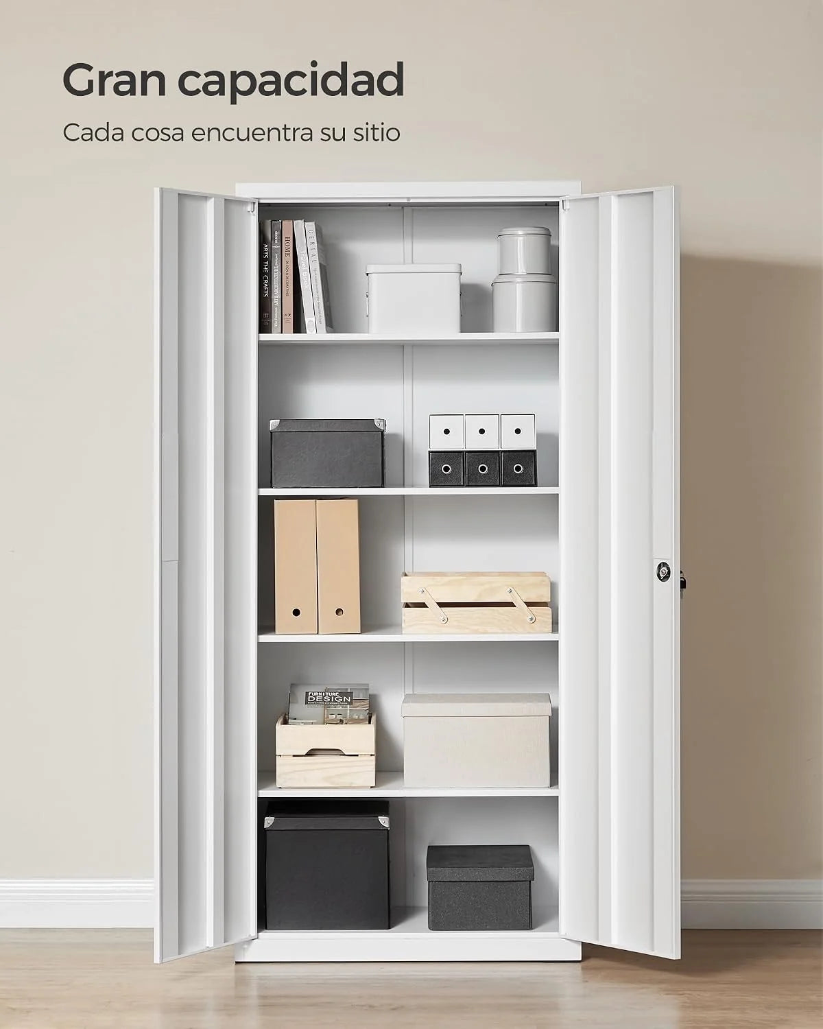 SONGMICS Armario de Garaje de Acero, 2 Puertas, 80 x 40 x 180 cm