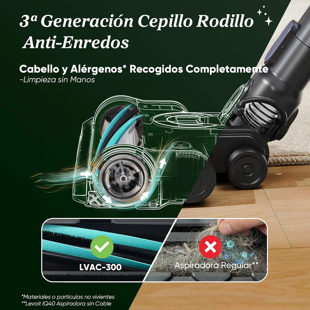 Levoit LVAC300 Aspiradora sin Cable para Mascota, Mini Cepillo Turbo, HEPA