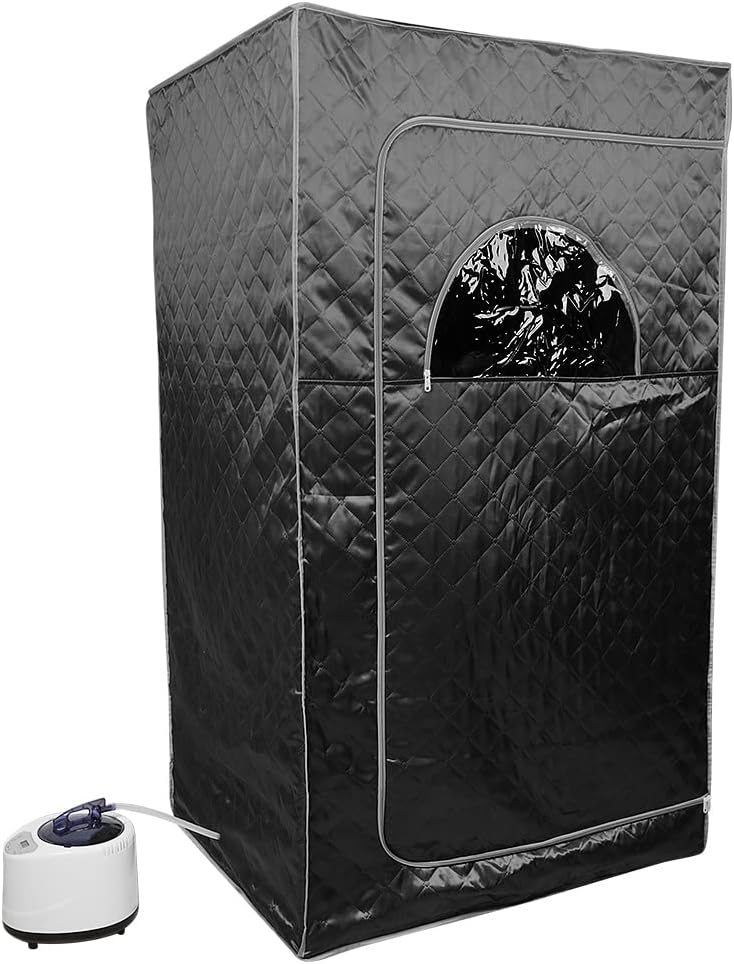 1000 W Sauna completa del cuerpo con cabina de vapor, generador de vapor, mando a distancia, sauna de vapor portátil y plegable, sauna SPA para casa, 100 x 80 x 170 cm, color negro