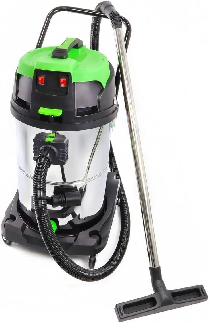 JOMAFA Aspiradora Industrial seco y humedo 2400 w Doble Motor Acero INOX. 70 litros