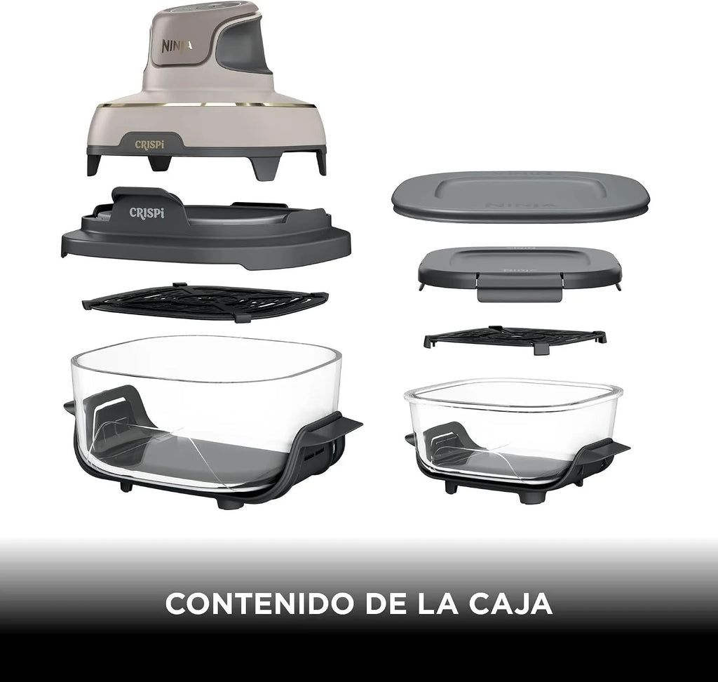Ninja CRISPi, Freidora de Aire Portátil 4 en 1, 3,8L, Piedra/Dorado