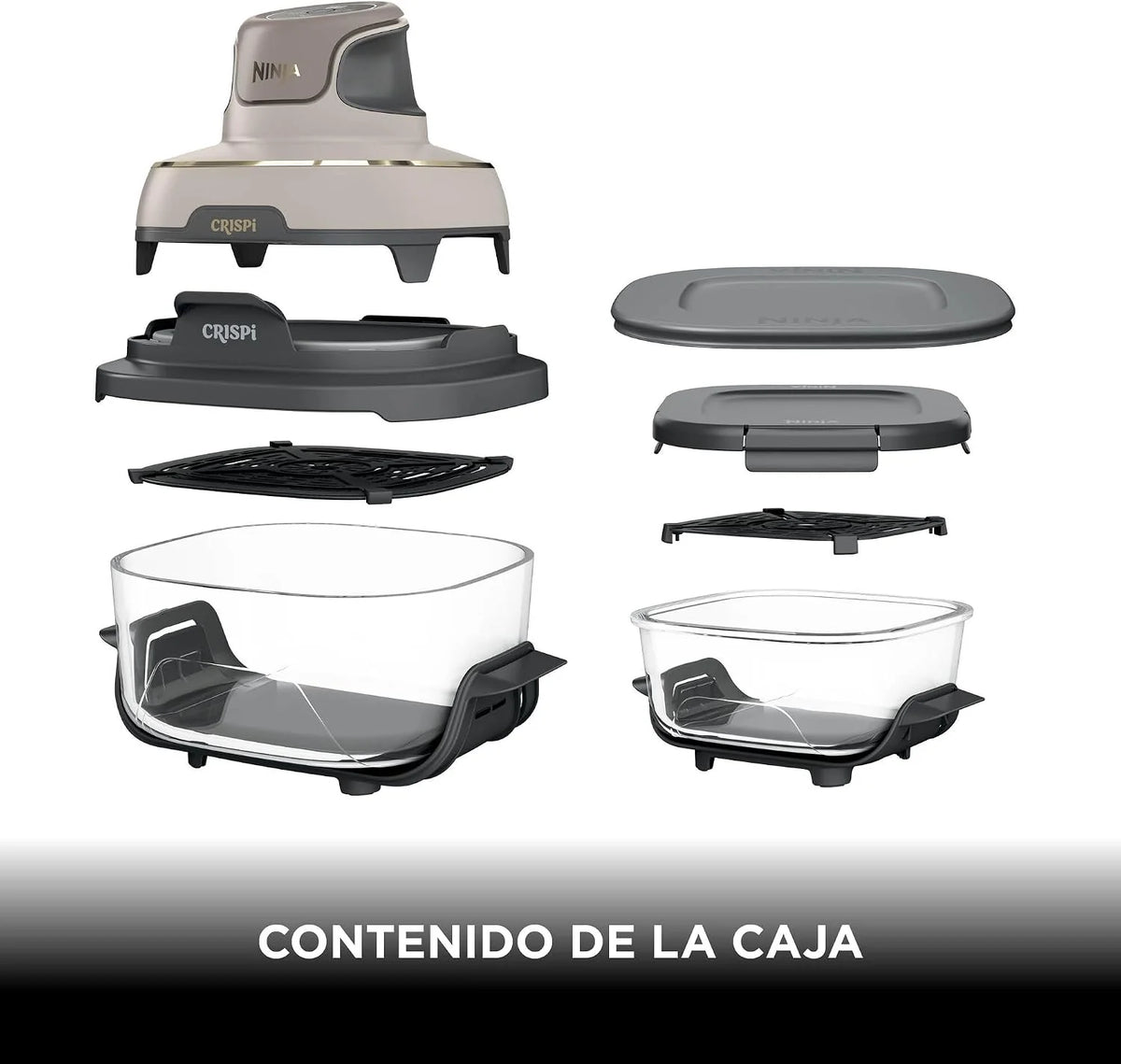 Ninja CRISPi, Freidora de Aire Portátil 4 en 1, 3,8L, Piedra/Dorado