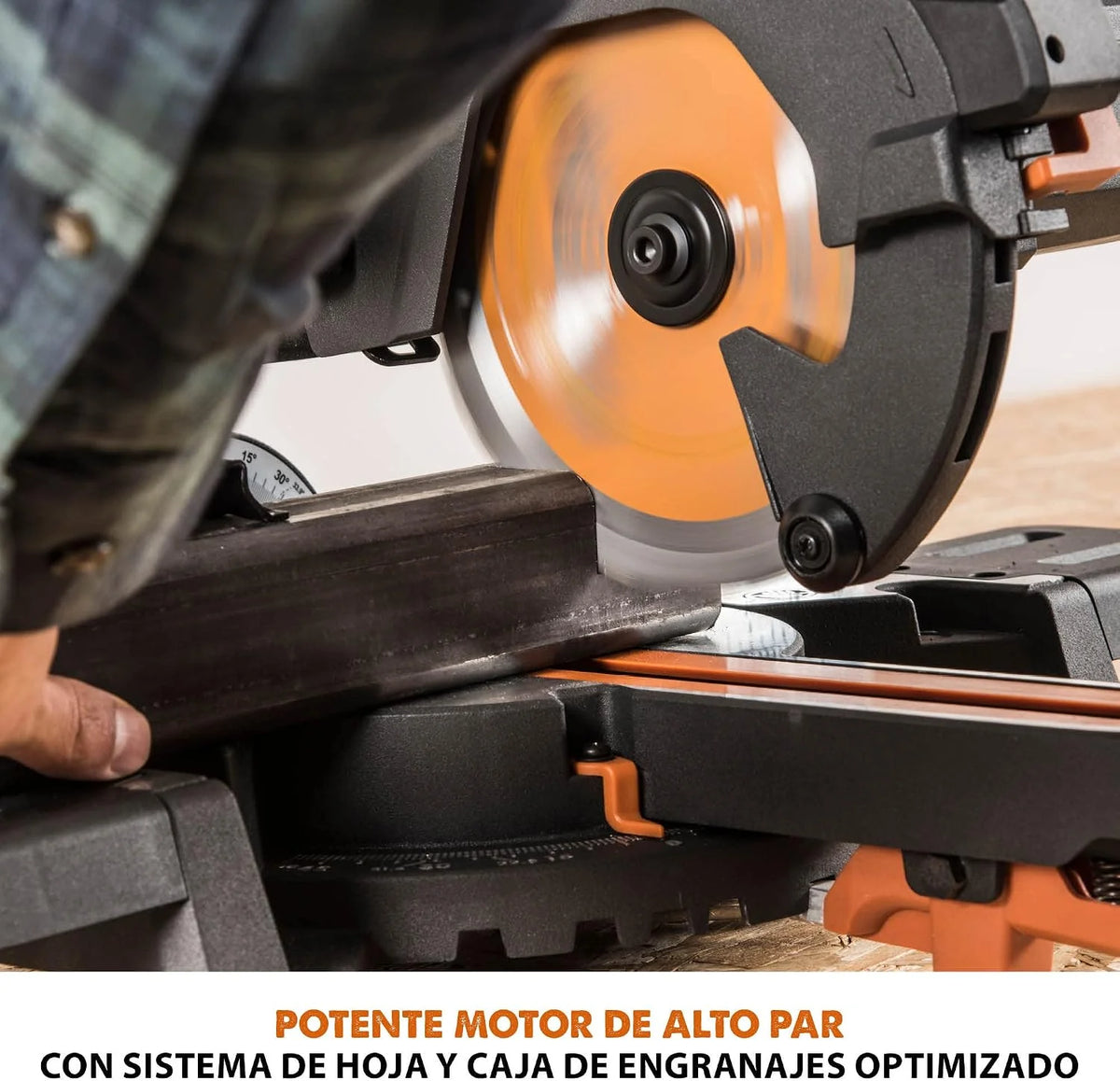 Evolution Sierra ingletadora deslizante de 185 mm (R185SMS+) de Evolution con corte multimaterial; bisel de 45°, inglete de 50°; guía láser. Incluye hoja multiusos