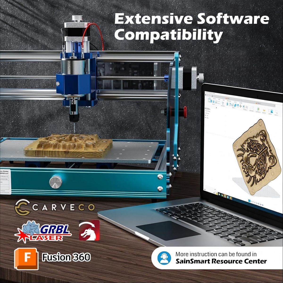 Genmitsu 3018-PROVer V2 - Máquina enrutadora CNC con estructura de aluminio completa para principiantes, mini kit de grabado de fresado con sonda Z, interruptores de límite, parada electrónica, ideal