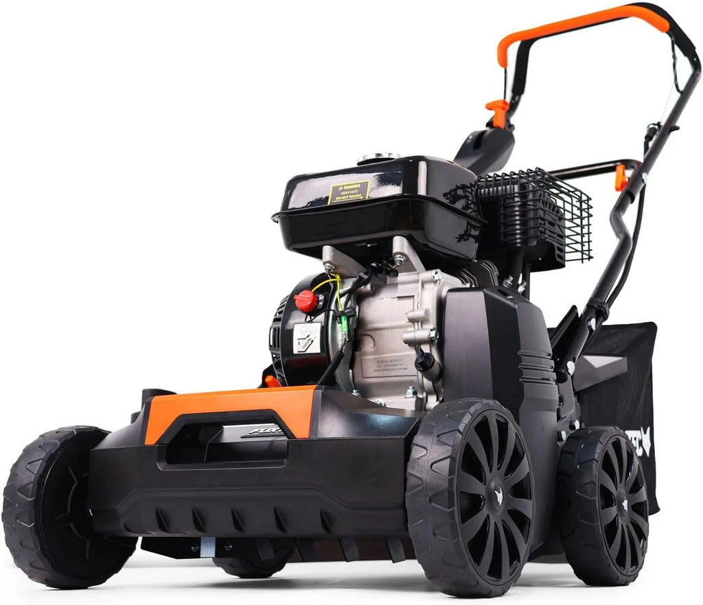 FUXTEC Escarificador Aireador de Gasolina 3 en 1 FX-BV240 Motor 4 Tiempos 4,1 kW, Rodillo con 18 Cuchillas y 24 púas de Resorte, asa de Transporte y recolector de 45 L