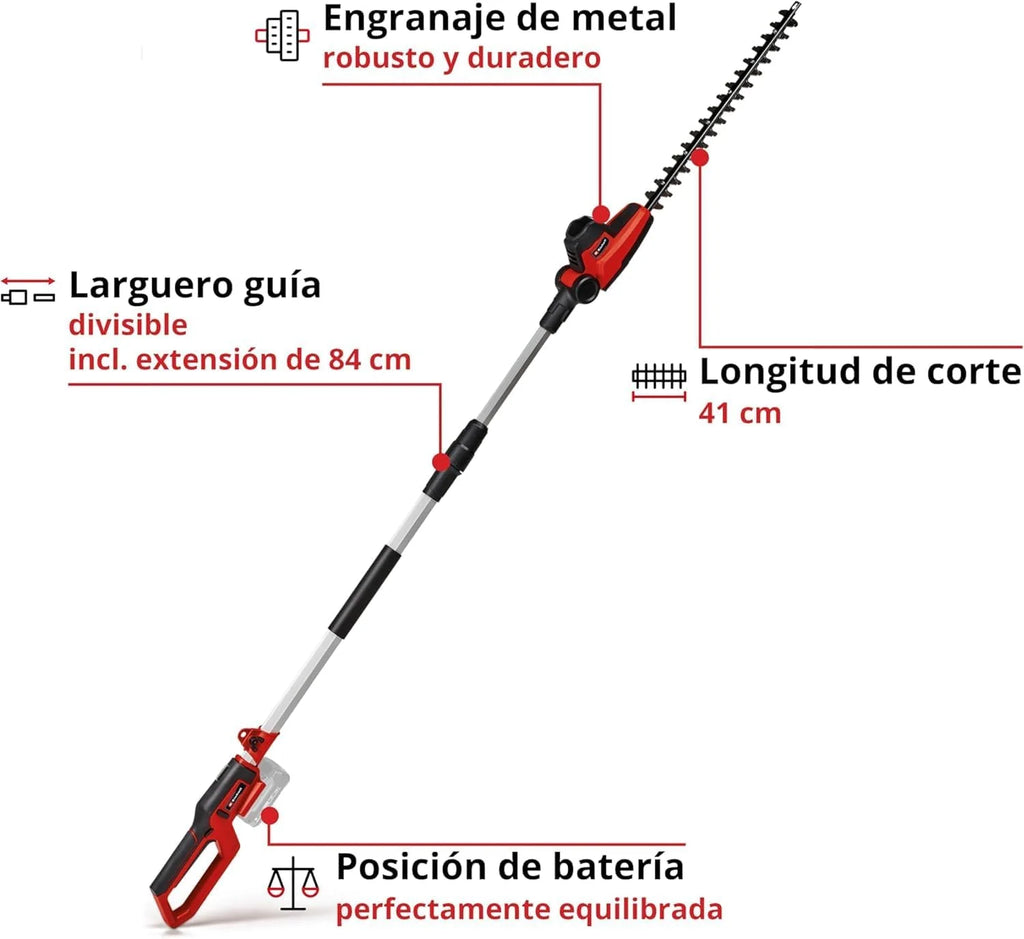 Einhell Cortasetos de Barra con batería GC-HH 18/45 Li T-Solo Power X-Change (Iones de Litio, 18 V, Agarre Principal Giratorio, Cabezal de Motor inclinable en 7 Posiciones, sin batería ni Cargador)