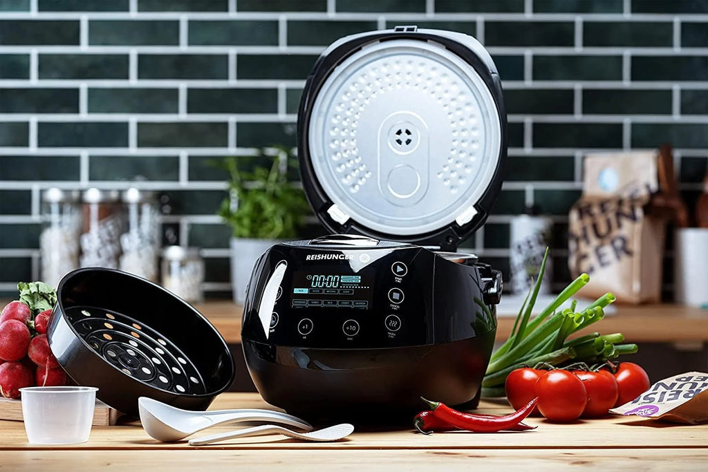 REISHUNGER Olla Arrocera Eléctrica y Vaporera – 1,5 L – Negra