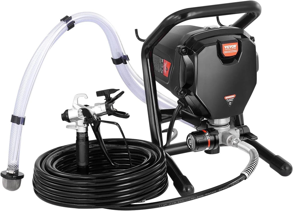 VEVOR Pulverizador de Pintura 750 W Máquinas Pintura Airless 1,2 L/min Pistola de Pulverización Eléctrica sin Aire Presión Máxima 3000 PSI con Manguera de 7,6 m para Pared, Mueble, Exterior, Interior