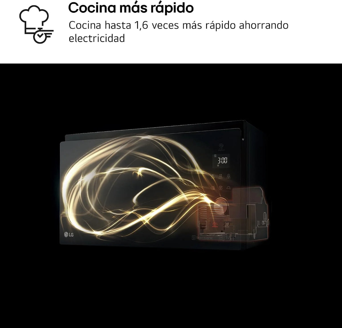 LG MH6535GDH Microondas con grill, 1000W, Smart Inverter, Display digital, Color Blanco, 1000 W, 25 l