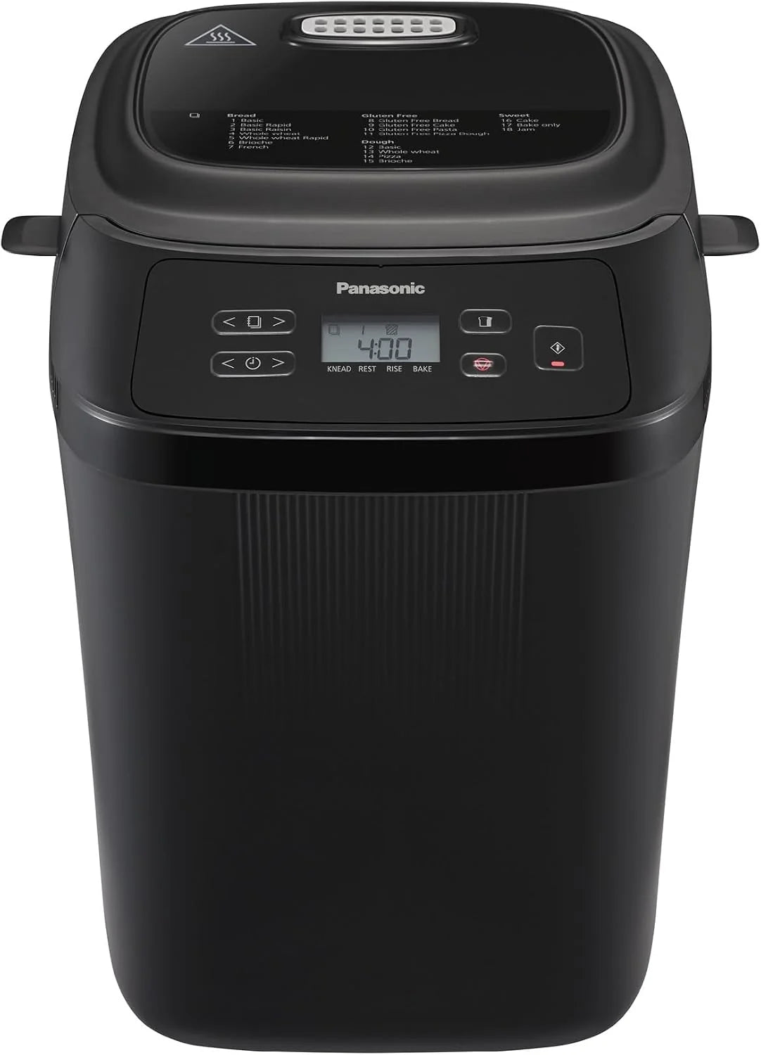 Panasonic SD-PN100KXE Mini Panificadora Automática para Hogares Pequeños, 4 Programas Sin Gluten, Diseño Compacto, 18 Programas Automáticos, Pantalla LCD, Pan Pequeño 200 o 400g, Negro