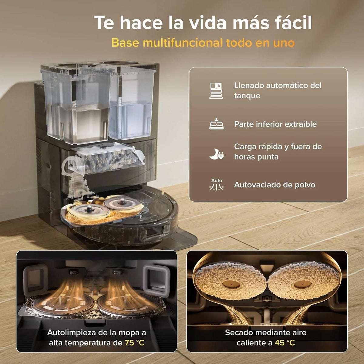 roborock Qrevo S Pro Robot Aspirador (Versión Mejorada del QV 35A) Succión de 18500 Pa, Base Todo en Uno, 2,7L Bolsa para Polvo, Sistema antienredos, Evitación de Obstáculos, Negro