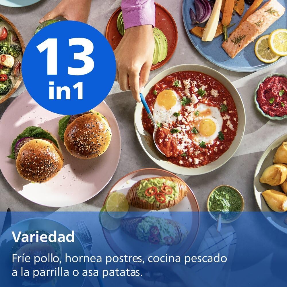 Philips 4000 Airfryer - Freidora de Aire doble Cesta Vertical 10L, Negro
