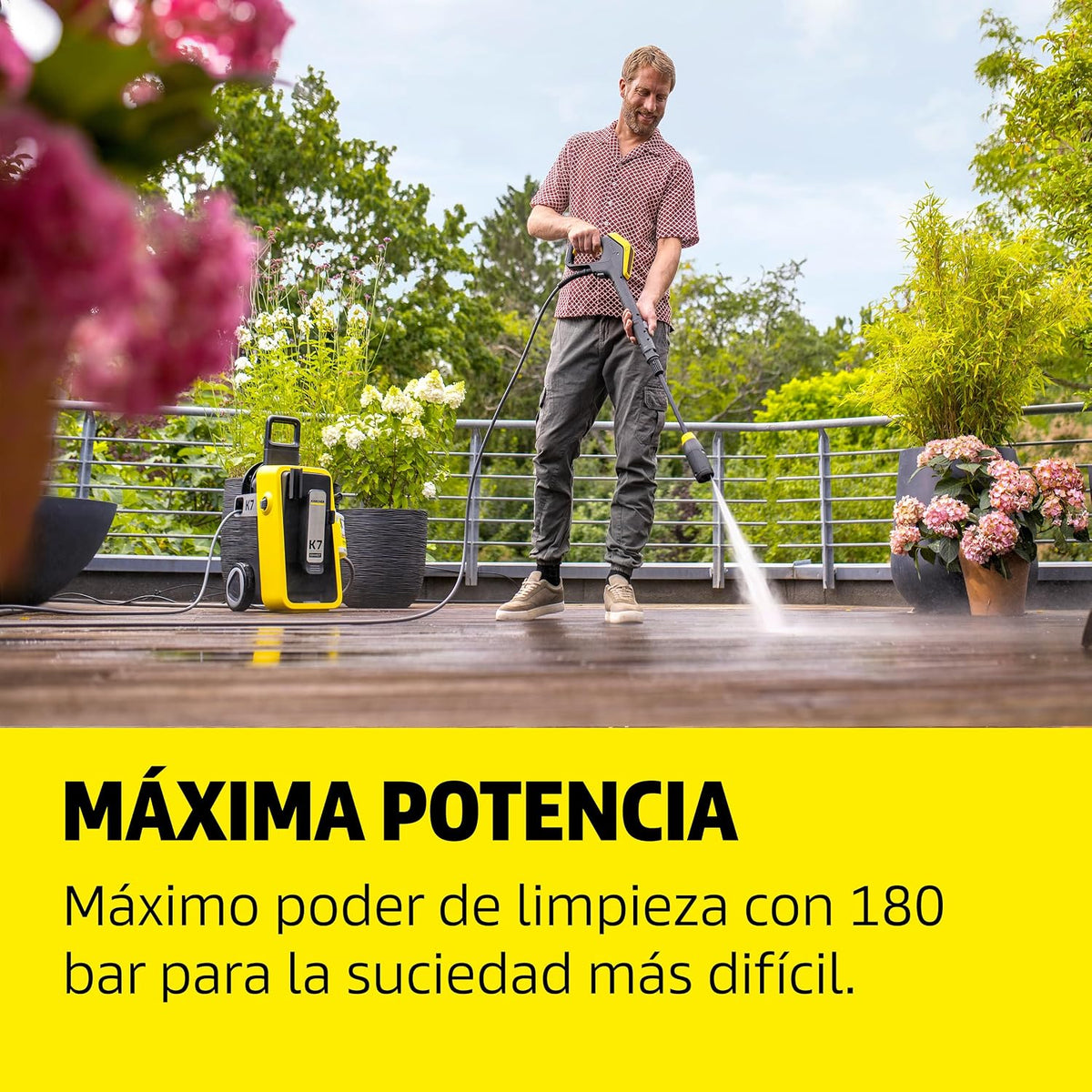 Kärcher hidrolimpiadora K 7 Comfort Premium Connect, presión: máx. 180 Bar, caudal: 600 l/h, área: 60 m²/h, Manguera de Alta presión, Tambor para Manguera, Control Mediante App