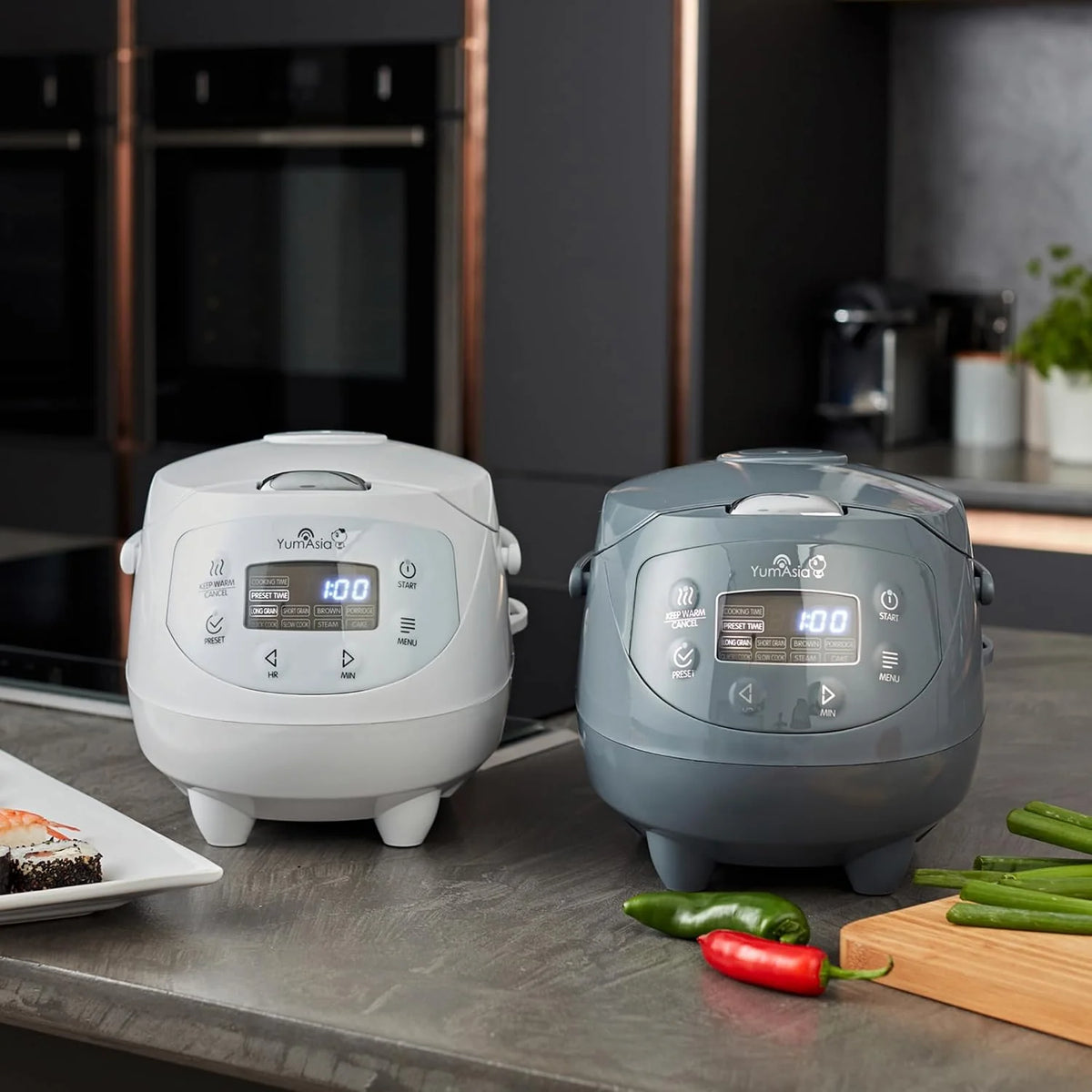 Yum Asia Panda Mini arrocera con cuenco de cerámica Ninja y lógica difusa avanzada (3,5 tazas, 0,63 litros) 4 funciones de arroz, 4 funciones de multicocina 220-240V (Arctic White)