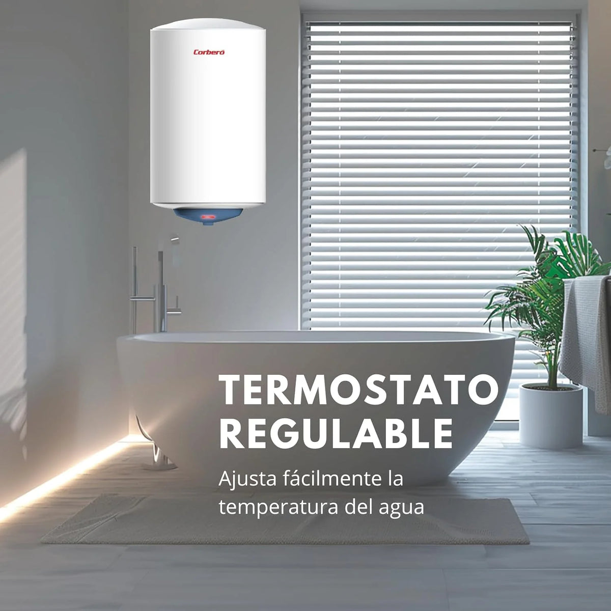 Corberó CTMBA50 Electric Thermo | 50L | Vertical Installation | Shielded Resistance | Adjustable Thermostat | Anti-Corrosion Protection