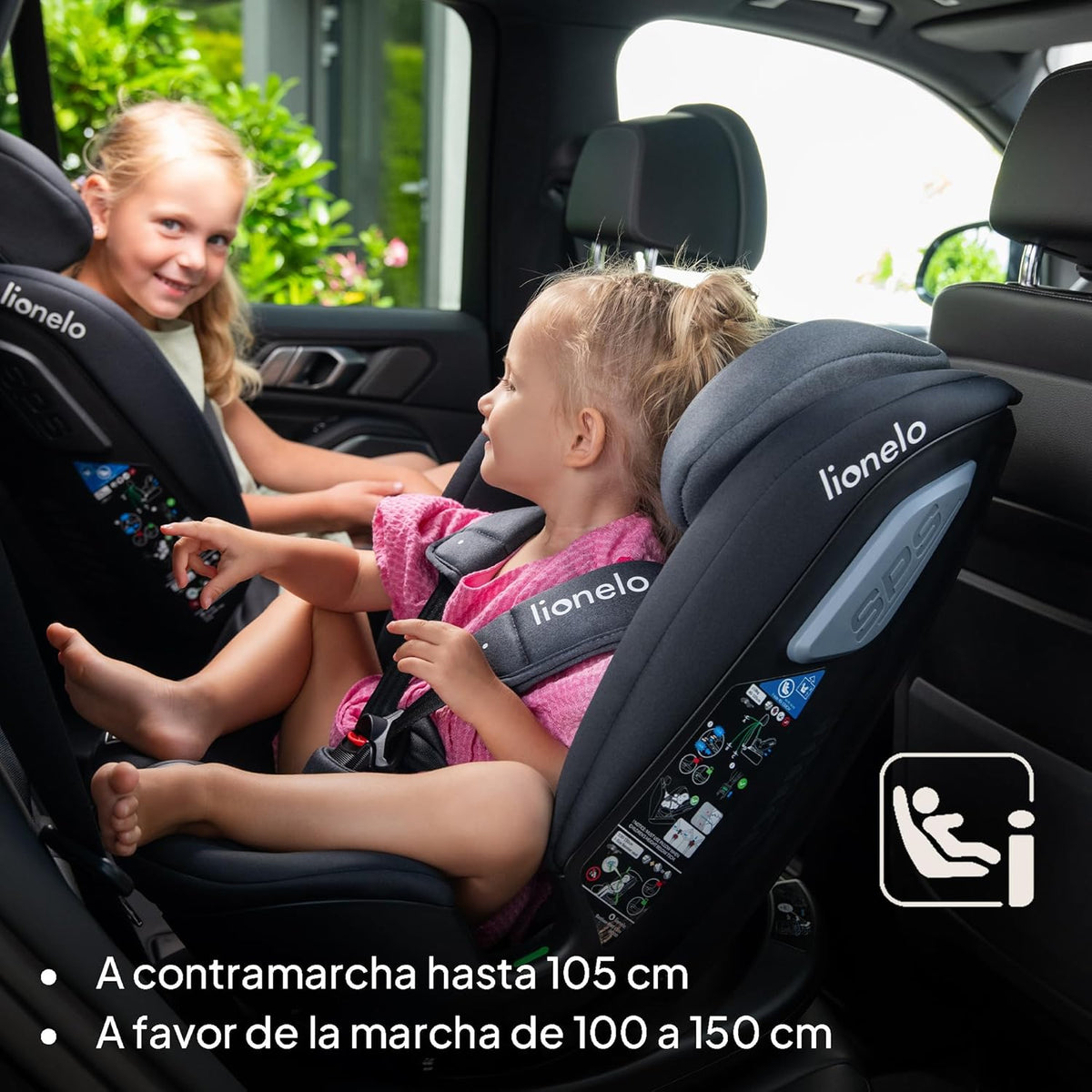 LIONELO Bastiaan RWF i-Size Silla de Coche para Bebé Giratoria 360° 0-36kg, Instalaciión Delantera y Trasera (18kg), ISOFIX TopTether, Reposacabezas y Respaldo Ajustables Protección Lateral
