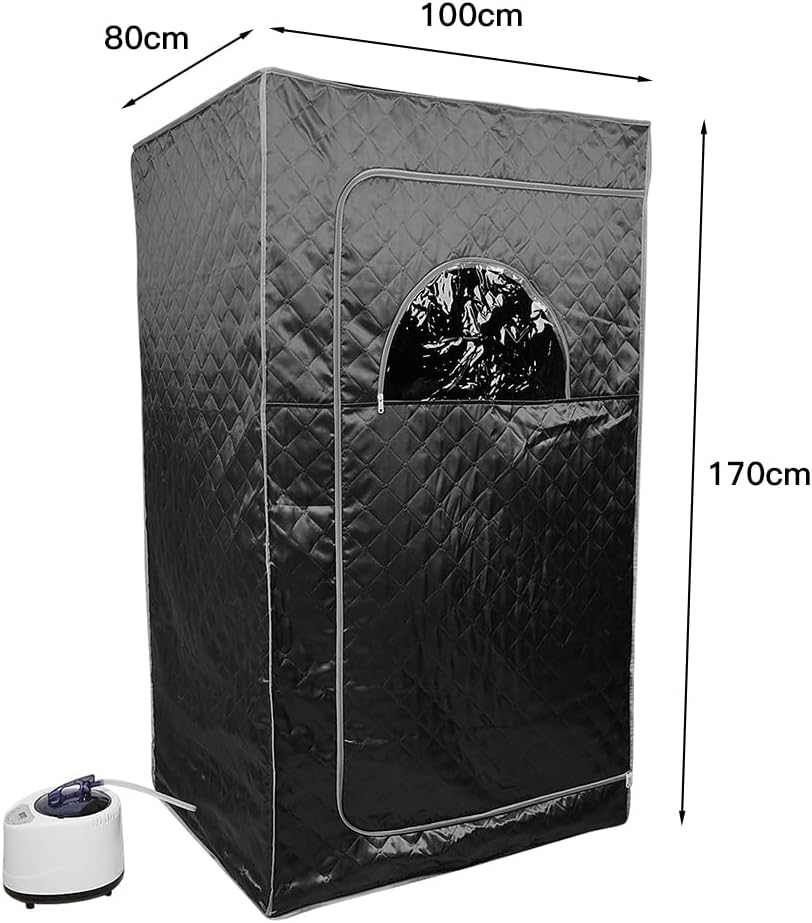 1000 W Sauna completa del cuerpo con cabina de vapor, generador de vapor, mando a distancia, sauna de vapor portátil y plegable, sauna SPA para casa, 100 x 80 x 170 cm, color negro