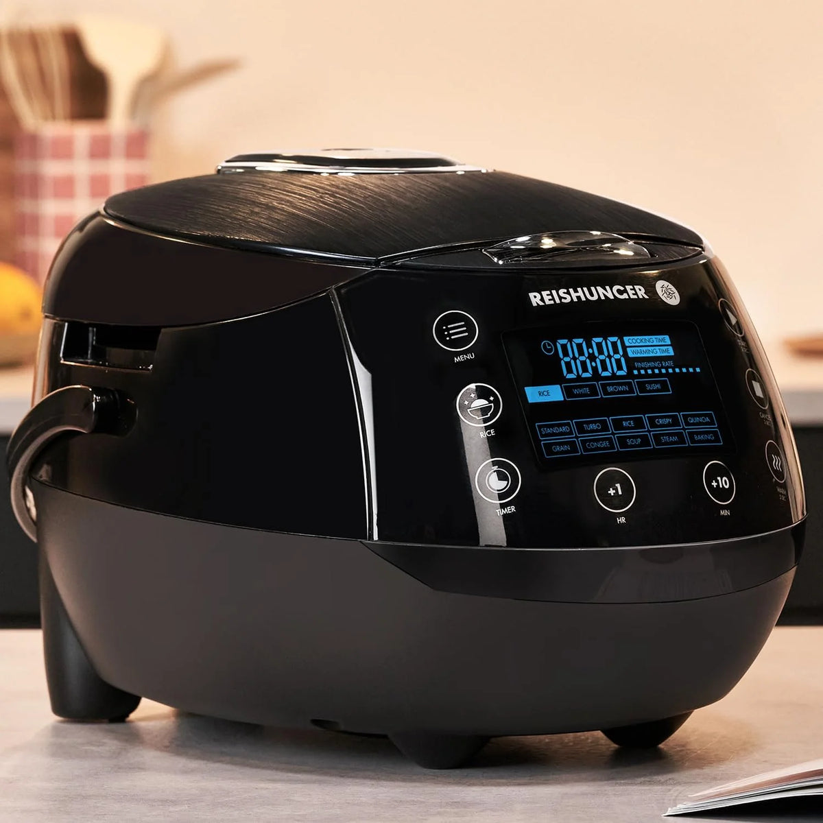 REISHUNGER Olla Arrocera Eléctrica y Vaporera – 1,5 L – Negra