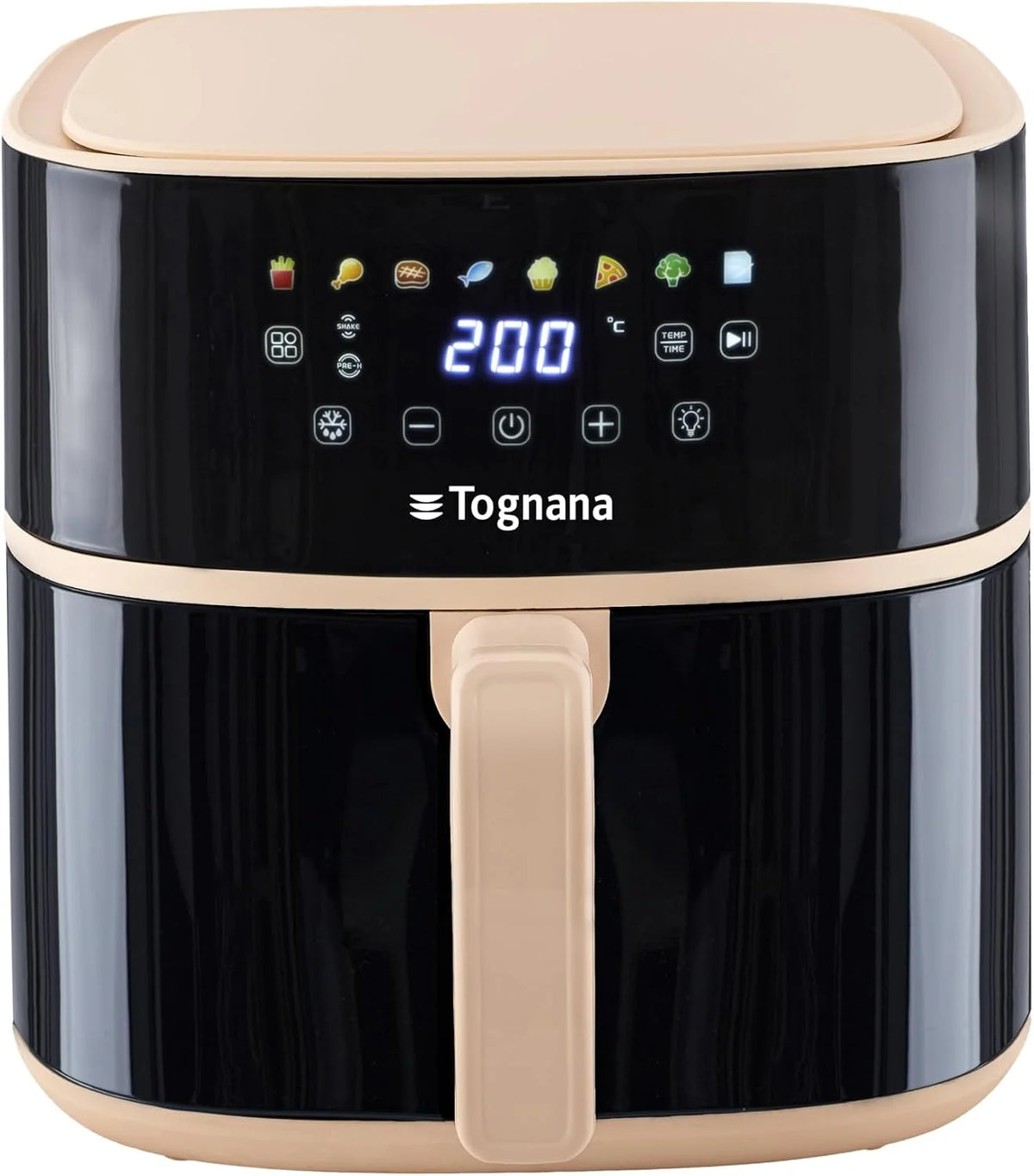 Tognana Iridea, Freidora de aire 8 L, Plástico-Acero Inoxidable, Champagne
