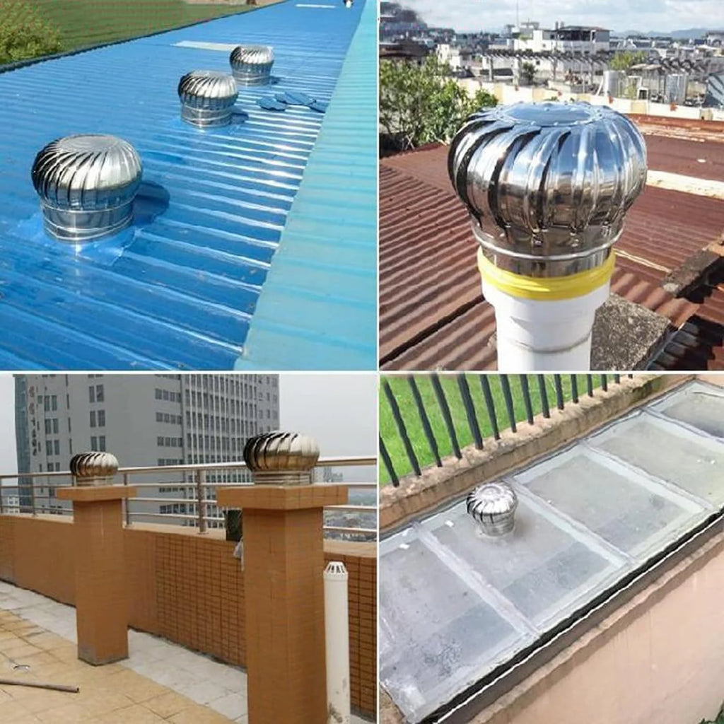 Inless - Ventilador de chimenea de acero de 100500 mm, tapa de techo ajustable anticorriente giratoria, cubierta de chimenea giratoria para una ventilación mejorada