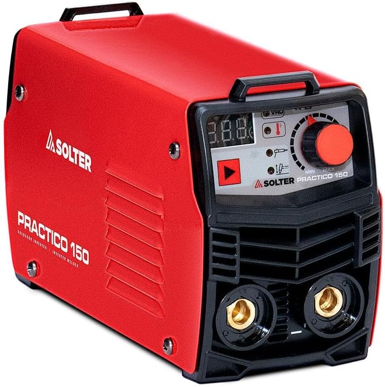 Solter Inverter Practico 150 – Soldador MMA/TIG por Raspado, 150A, Compacto y Ligero (2 kg), Hot-Start y Arc-Force, Maletín de Aluminio, Compatible con Generador, Ideal para Taller y Bricolaje
