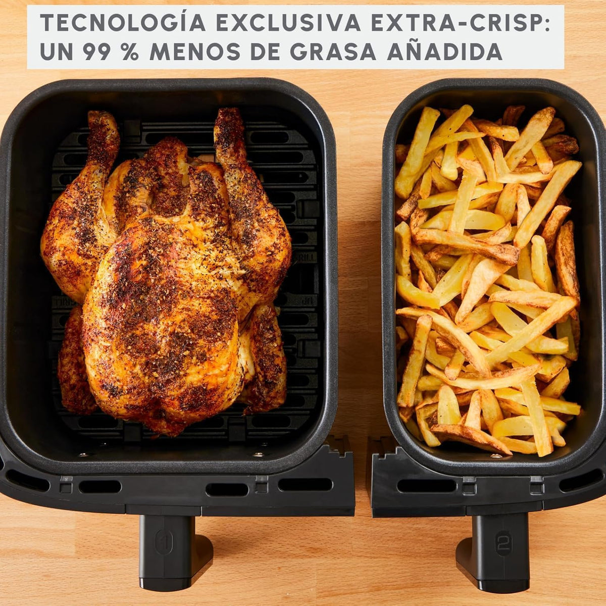 Moulinex Dual Easy Fry 8,3L, Freidora de aire con doble cesta