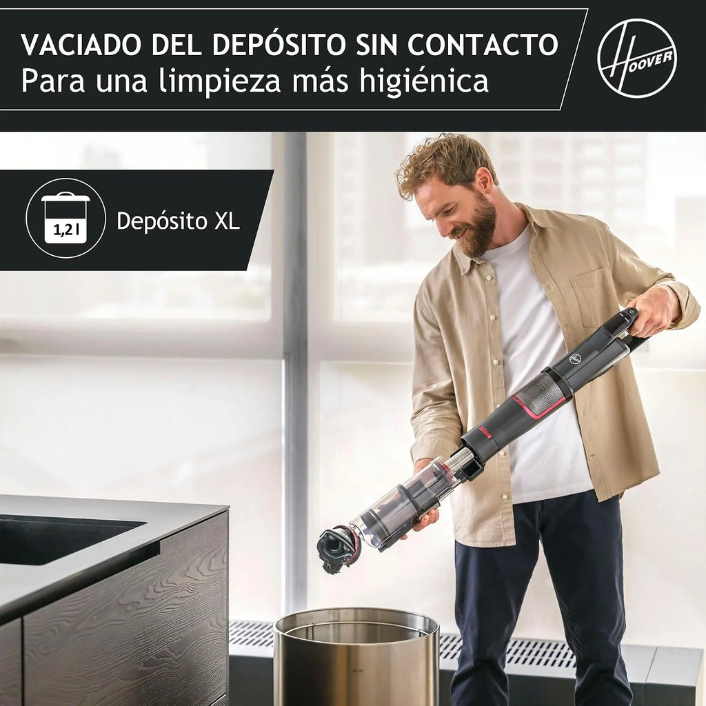 Hoover Aspiradora Escoba Sin Cable Potente con Corner Genie™ para Limpiar Todos los rincones, Cepillo Anti-Enredos, Luces LED [HFX]