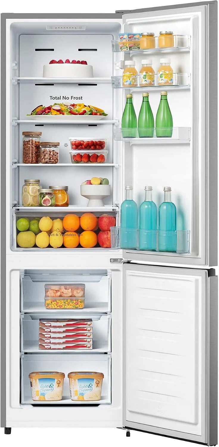 Hisense RB329N4ACE - Refrigerador combinado de instalación libre, Total No Frost con ventilación multiflujo, Inox Look, altura 180 cm, capacidad neta 255 L