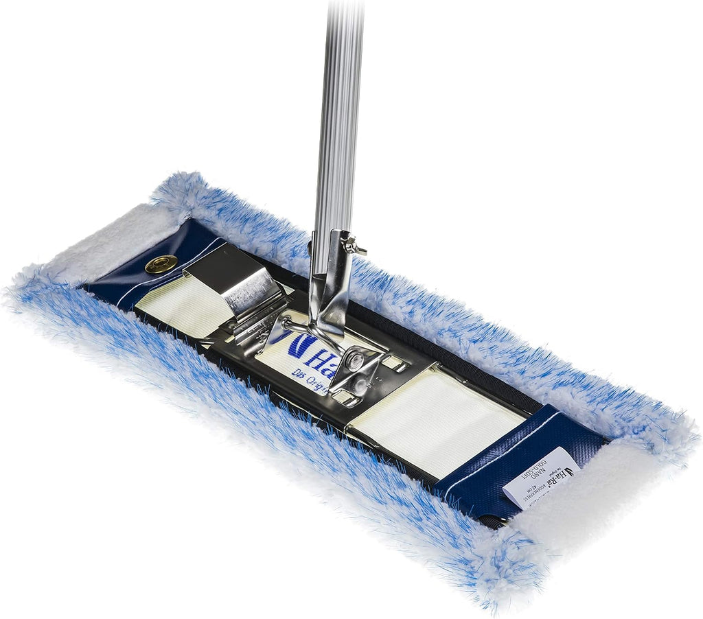 Ha-Ra Set Bodenexpress de 42 cm de acero inoxidable y fibra de suelo Nano Gold Soft I robusto limpiador de suelo para limpieza de suelos y paredes I mopa maniobrable con mango antideslizante y mango