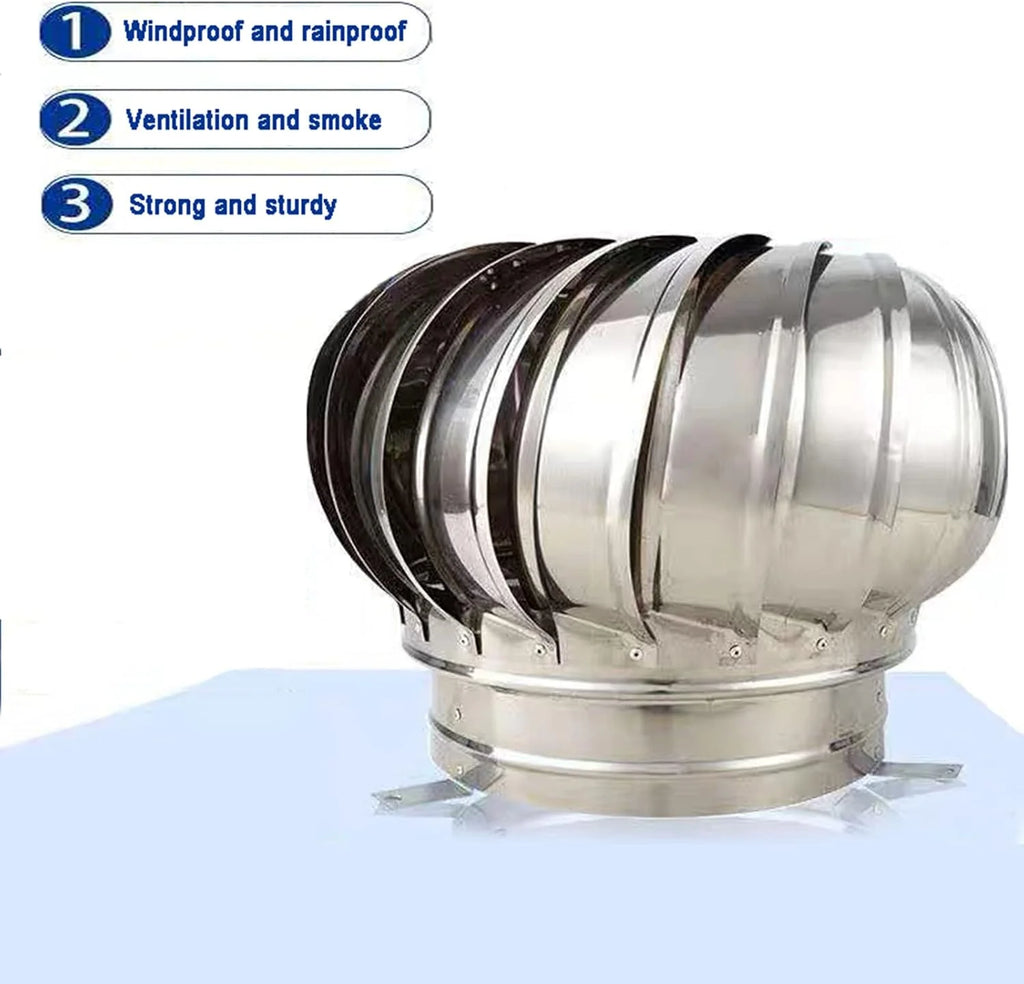 Inless - Ventilador de chimenea de acero de 100500 mm, tapa de techo ajustable anticorriente giratoria, cubierta de chimenea giratoria para una ventilación mejorada