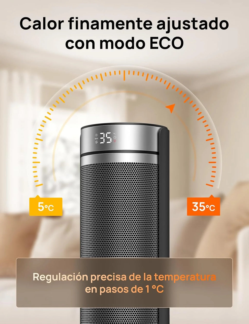 DREO Tower Heater 23 Inches 2000W Quiet, Portable Stove with Remote Control, 70° Oscillation, 12H Timer, 5 Modes, PTC Ceramic Heater with Thermostat for Office and Room