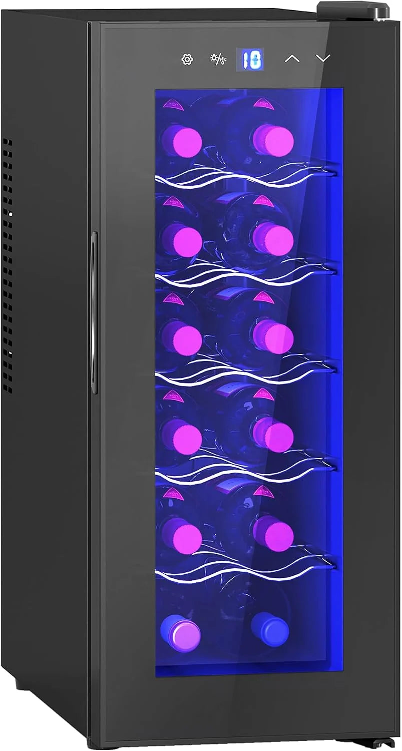 HOMCOM Vinoteca 12 Botellas Doble Refrigeración Termoeléctrica 8-18℃ Negro
