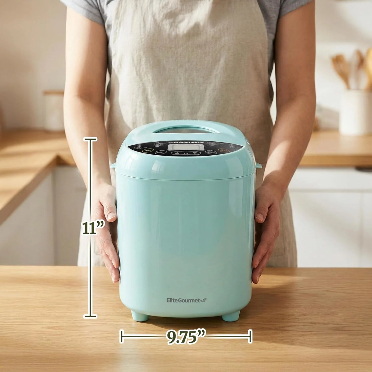 Elite Gourmet EBM8103M - Máquina programable para hacer pan, 3 tamaños de pan, 19 funciones de menú, sin gluten, trigo blanco, centeno francés y más, 2 libras, menta