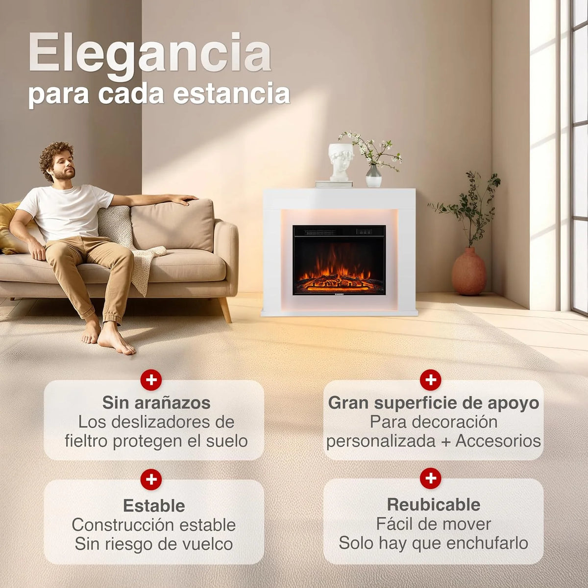 KAMINIO® Matti Modern 38 White Electric fireplace Floor-standing decorative