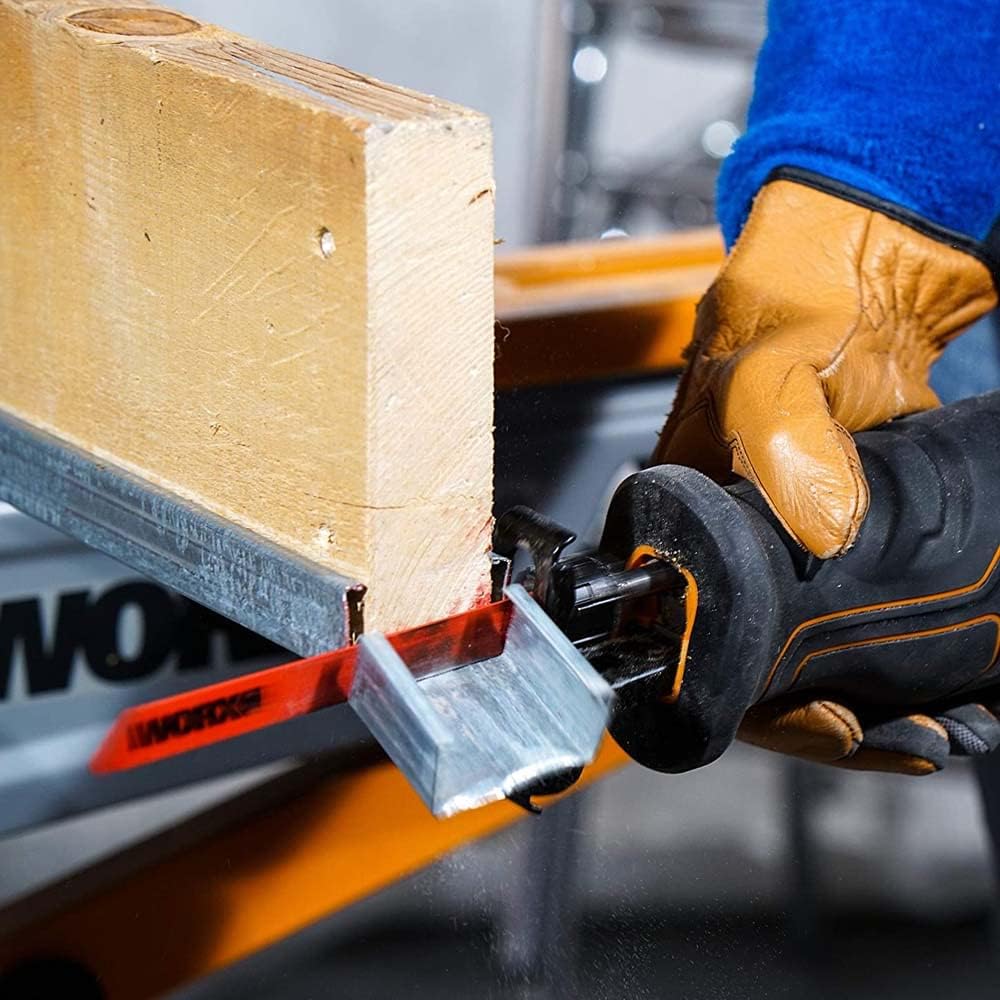 WORX WX500 Sierra de sable 20V PowerShare, Batería 2Ah, Control de velocidad variable, Cambio de cuchillas sin herramientas, Patín pivotante ajustable