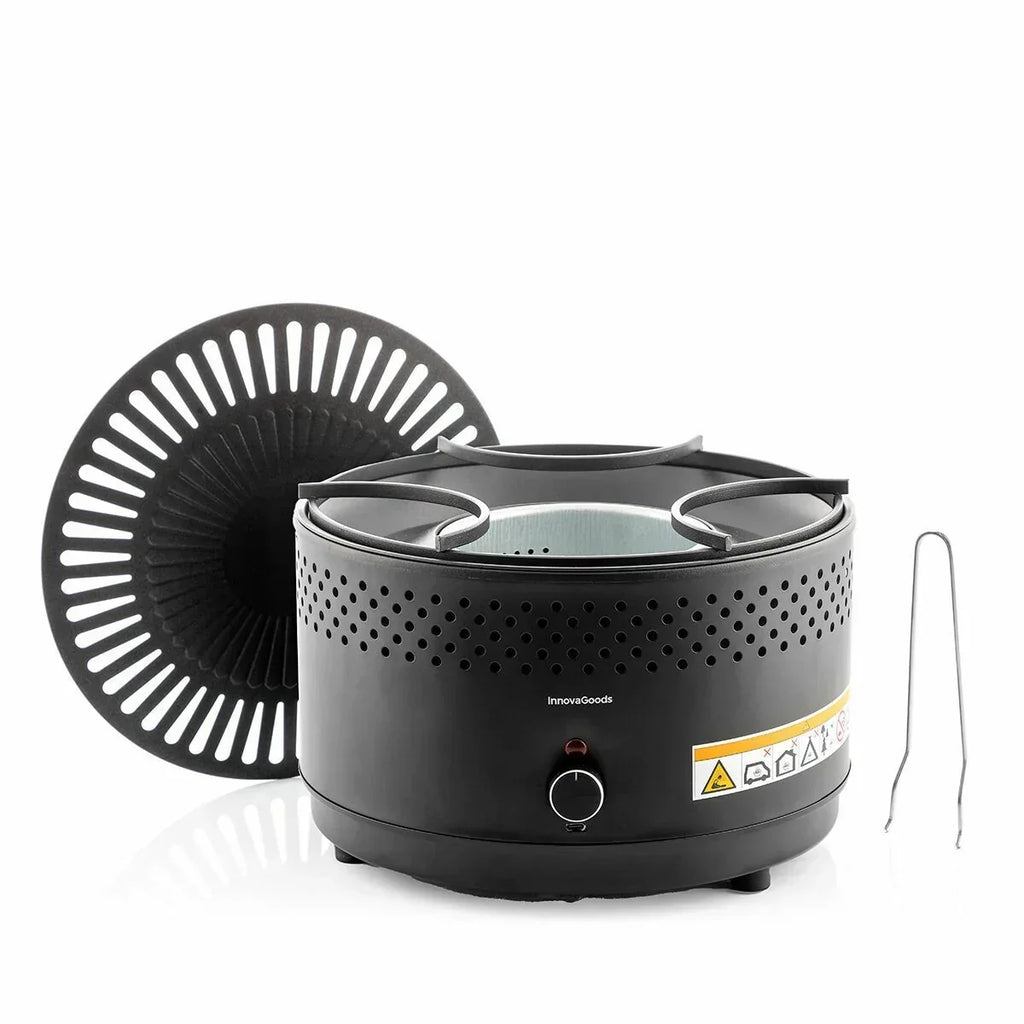 Barbacoa De Carbón Sin Humo Portátil Innovagoods Hierro Ø28,5 X 18 Cm, Ø28,5 X 18 Cm Negro