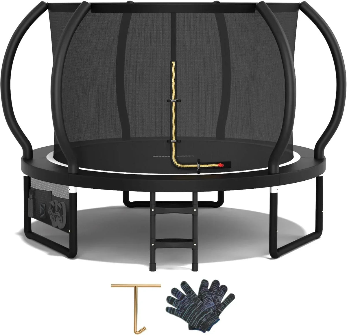 Devoko Cama Elástica Exterior para Niños Ø 228/305/366/427 cm, Trampolín Exterior de Jardín Calabaza Certificado GS con Red Seguridad, Escalera, Capacidad 150 kg