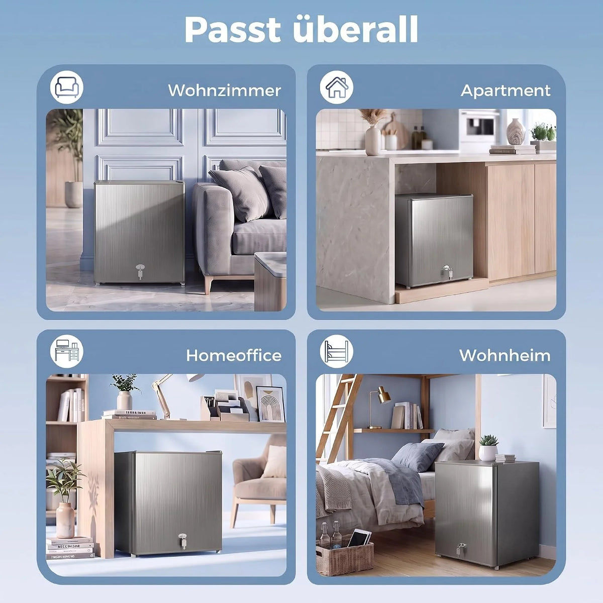 HOMCOM Congelador Mini de Sobremesa, 35 L, Puerta Reversible con Cerradura, Temperatura Ajustable y Estante Extraíble, Gris