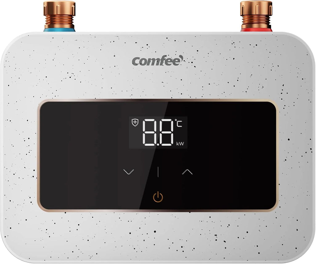 COMFEE 'CWH3.5EA1W Mini Water Heater 3.6 kW for Hand Basin, Small Electric Water Heater 230 V, Under Table, Electronic Control, Pressure Resistant, Heating