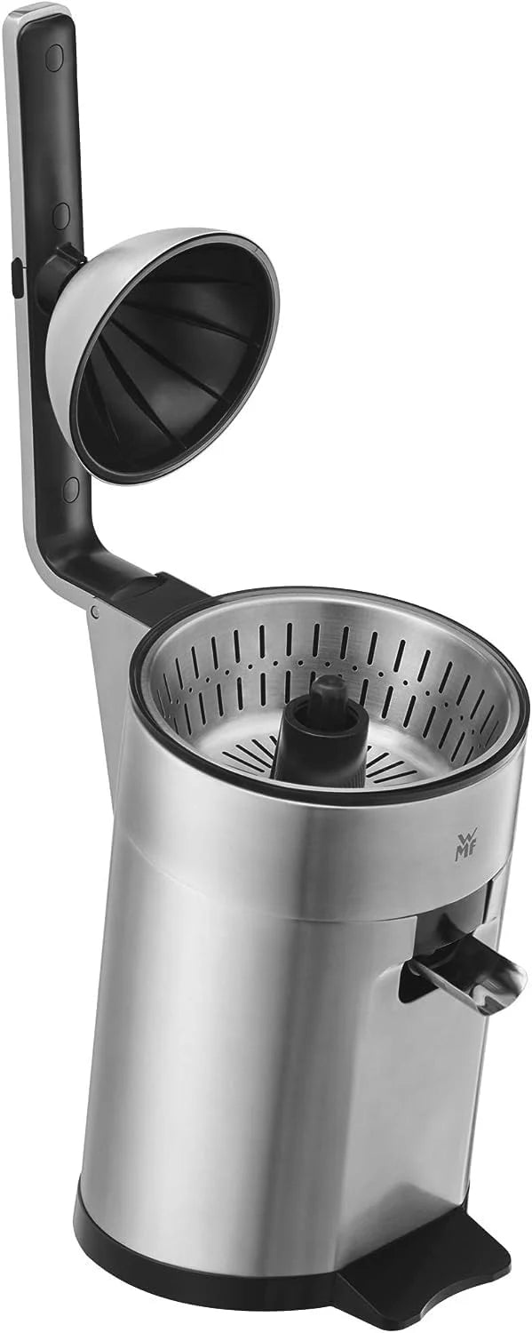 WMF Profi Plus - Exprimidor Eléctrico de Palanca, 1000 W,Ideal para Cítricos , Acero Inoxidable Cromargan, Exprimidor de Naranjas, Directo al Vaso, Apto Lavavajillas